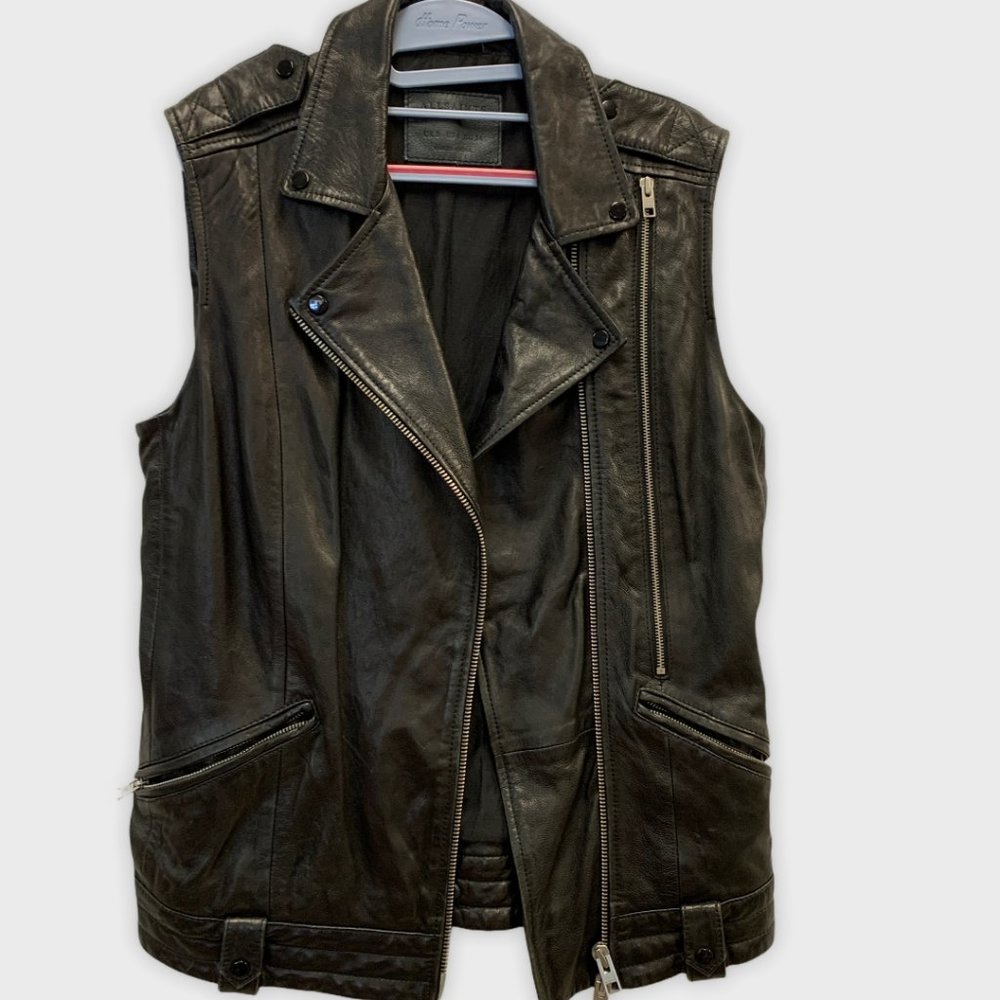 AllSaints Gilet Biker Motorcycle Leather Vest